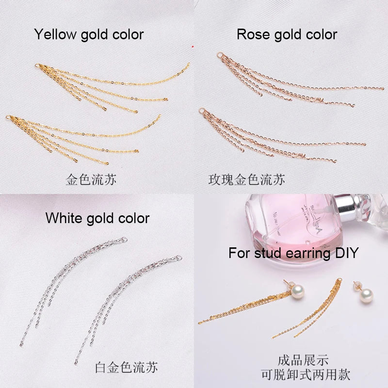 Women DIY Jewelry  Earring Accessrioes Fashion Design Au750 18k Gold  Chains Tassel