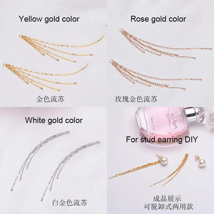 Women DIY Jewelry  Earring Accessrioes Fashion Design Au750 18k Gold  Chains Tassel