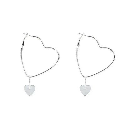 Earrings For Women Gold Fashion Jewelry Pendant Girls Trend Gift Hanging Dangler Eardrop Clasp Female Heart Simple
