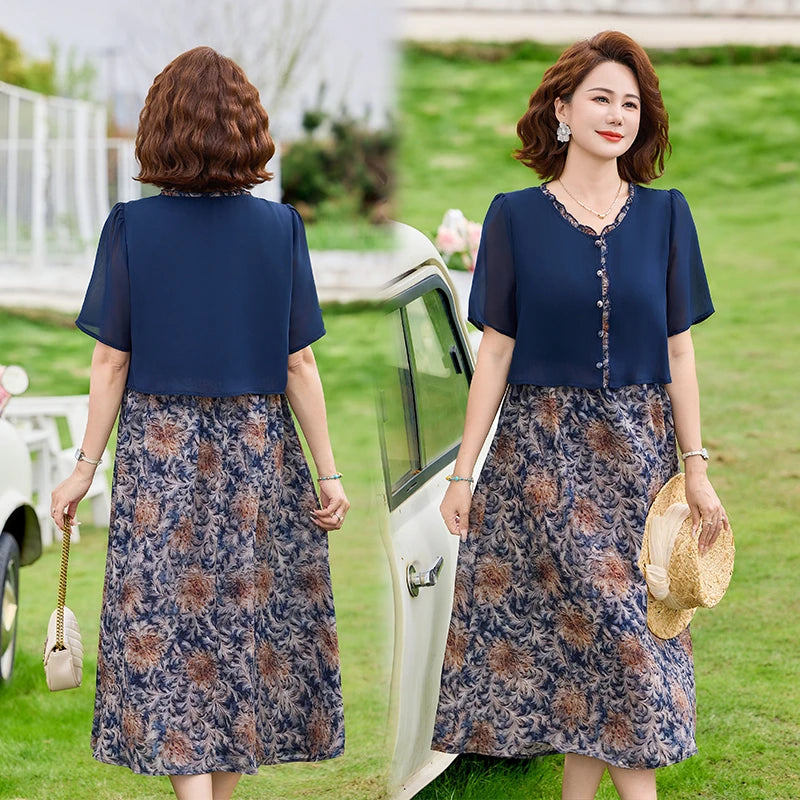 Women's Midi Dress with Chiffon Overlay... → "Paisley Chiffon Midi Dress