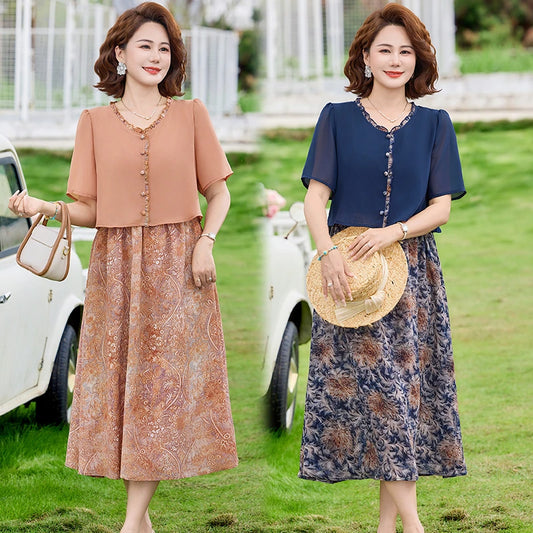Women's Midi Dress with Chiffon Overlay... → "Paisley Chiffon Midi Dress