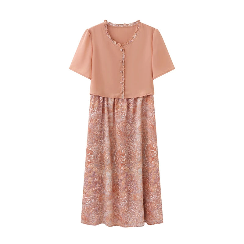 Women's Midi Dress with Chiffon Overlay... → "Paisley Chiffon Midi Dress