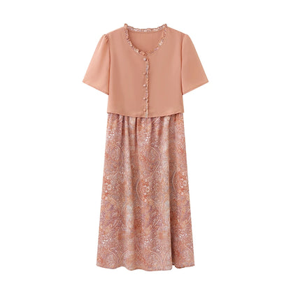 Women's Midi Dress with Chiffon Overlay... → "Paisley Chiffon Midi Dress