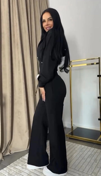 Women Sweatsuit Set Vintag Zipper Hoodie High Waist Loose Pants Suit Female Autumn Fashion Lady Sportswear Woman Two Piece Set
