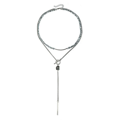 Women's Gray Glass Jewelry Long Tassel Layered Bracelet Drop Earrings Fashion Accessories Trendy Daily Party Wear Gift