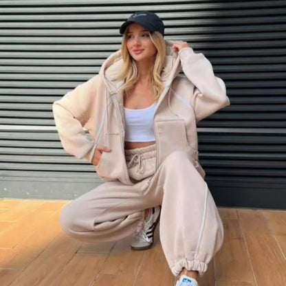 Women's Sweatsuits 2 Piece Outfits Lounge Sets Long Sleeve Zip Sweatshirt and Baggy Sweatpants with Pockets Casual Tracksuit