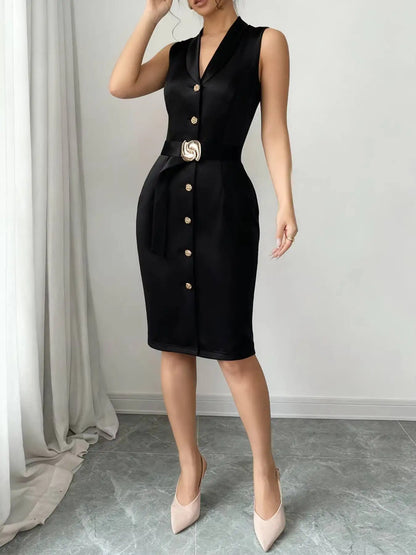 Midi Dress Spring Summer Women Black Sleeveless Blazer... → "Belted Blazer Bodycon Dress"