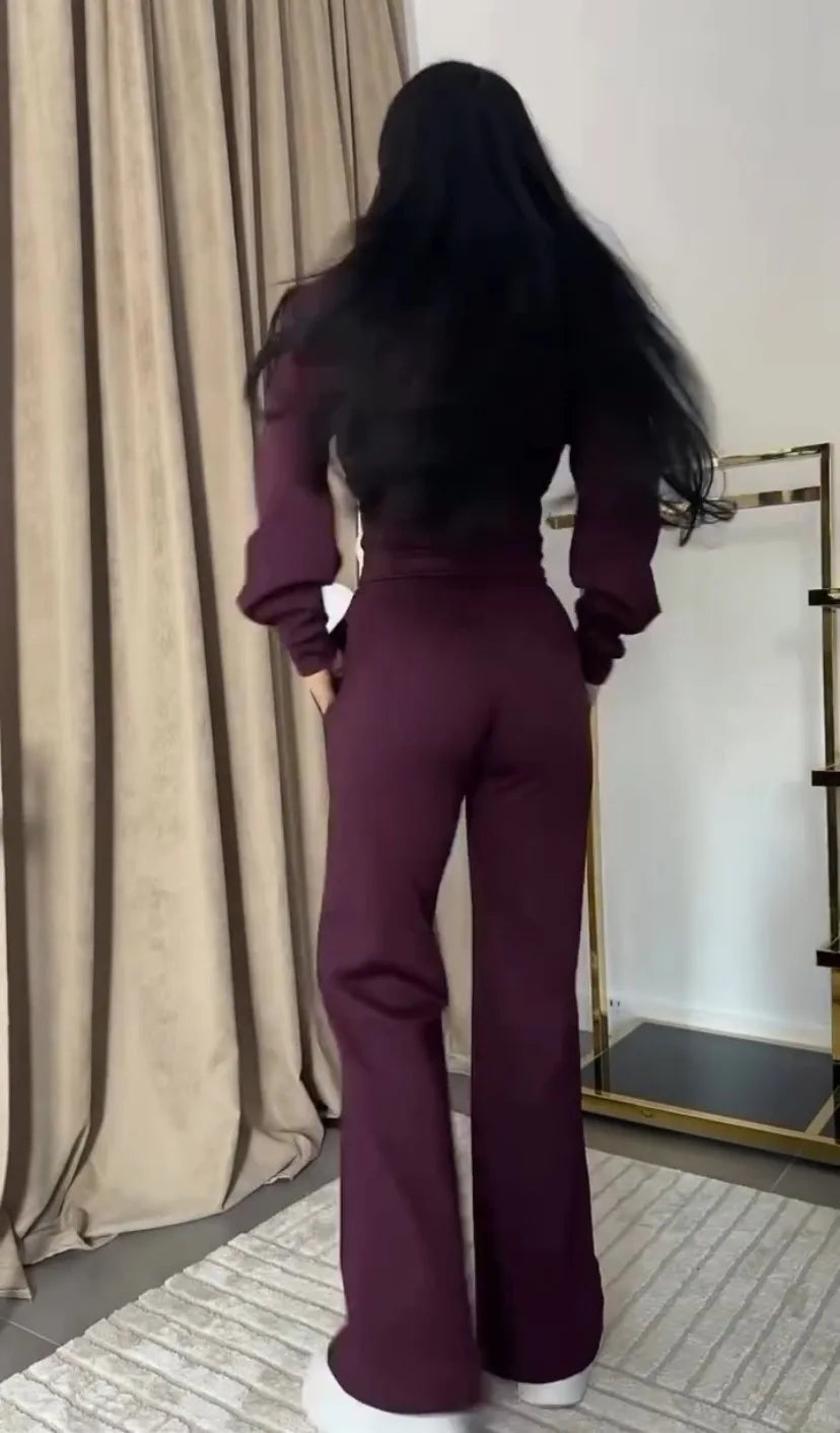 Women Sweatsuit Set Vintag Zipper Hoodie High Waist Loose Pants Suit Female Autumn Fashion Lady Sportswear Woman Two Piece Set