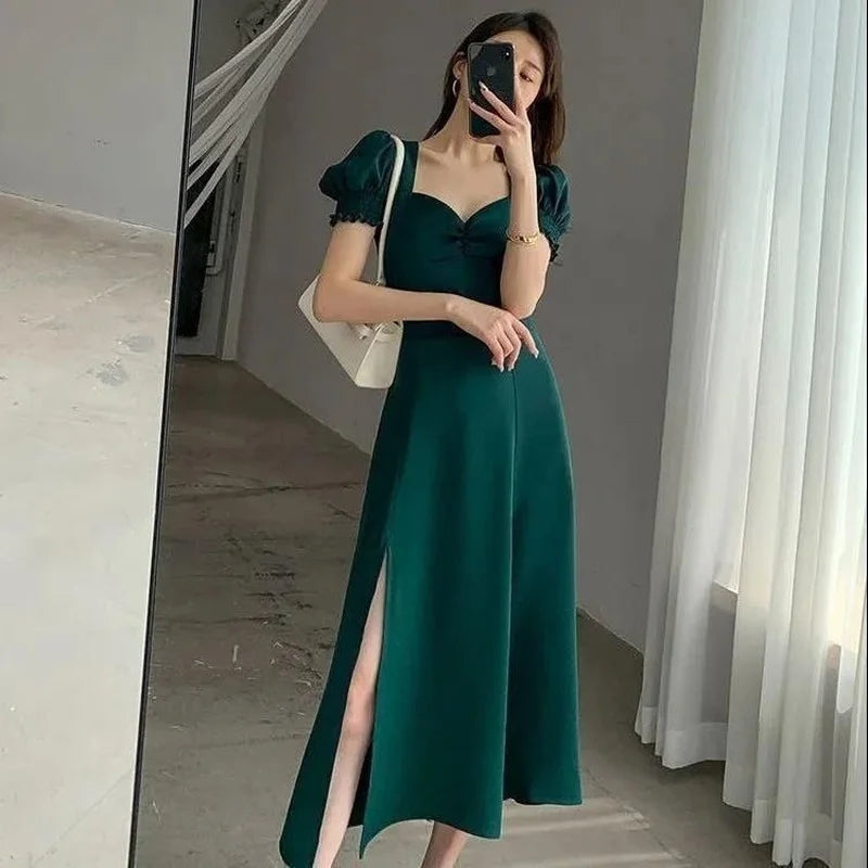 Woman Dress Midi Dresses for Women 2025 Evening... → "Y2K Puff Sleeve Midi Dress