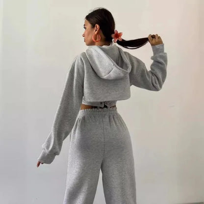 Sweat Suit Set Women Hoodies Three 3 Pieces Outfit Pants Sets Casual Loose Winter Warm Tracksuits 2 Two Pieces Solid Sportswear