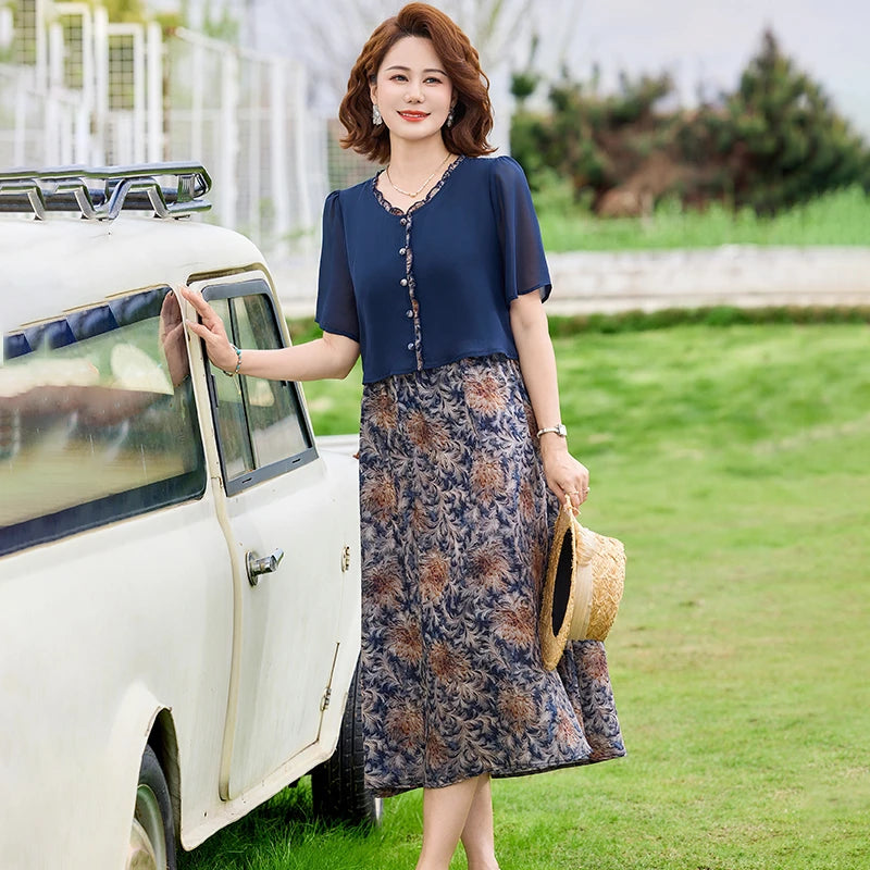 Women's Midi Dress with Chiffon Overlay... → "Paisley Chiffon Midi Dress
