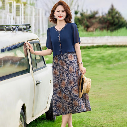 Women's Midi Dress with Chiffon Overlay... → "Paisley Chiffon Midi Dress