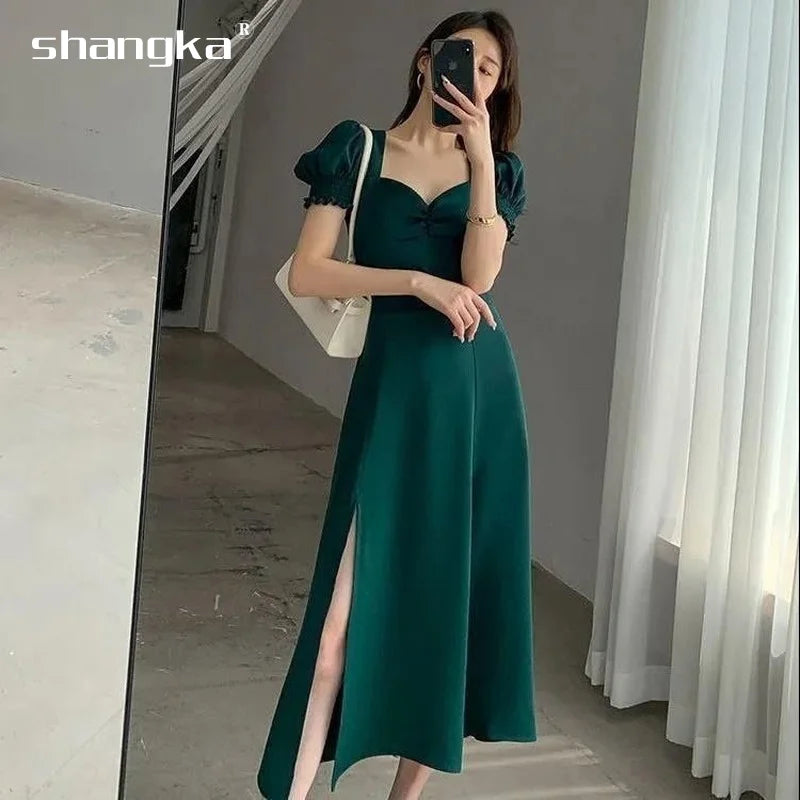 Woman Dress Midi Dresses for Women 2025 Evening... → "Y2K Puff Sleeve Midi Dress