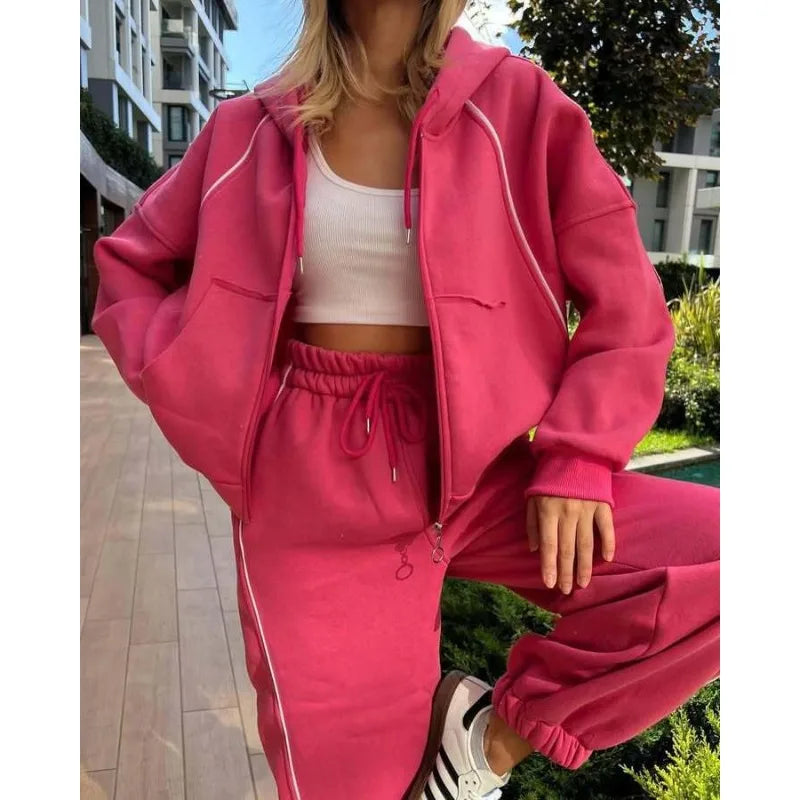 Women's Sweatsuits 2 Piece Outfits Lounge Sets Long Sleeve Zip Sweatshirt and Baggy Sweatpants with Pockets Casual Tracksuit