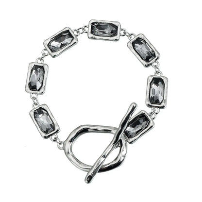 Women's Gray Glass Jewelry Long Tassel Layered Bracelet Drop Earrings Fashion Accessories Trendy Daily Party Wear Gift