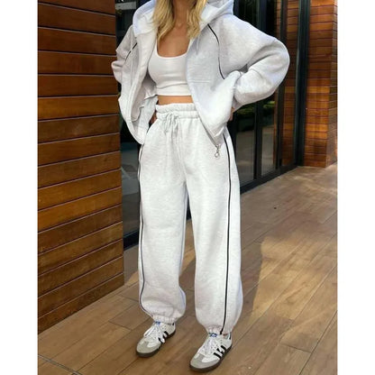Women's Sweatsuits 2 Piece Outfits Lounge Sets Long Sleeve Zip Sweatshirt and Baggy Sweatpants with Pockets Casual Tracksuit
