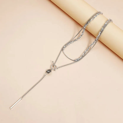 Women's Gray Glass Jewelry Long Tassel Layered Bracelet Drop Earrings Fashion Accessories Trendy Daily Party Wear Gift