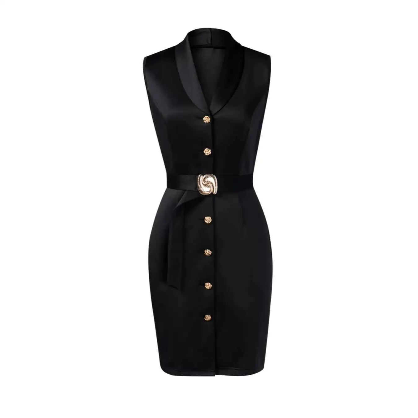 Midi Dress Spring Summer Women Black Sleeveless Blazer... → "Belted Blazer Bodycon Dress"