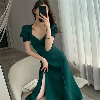 Woman Dress Midi Dresses for Women 2025 Evening... → "Y2K Puff Sleeve Midi Dress