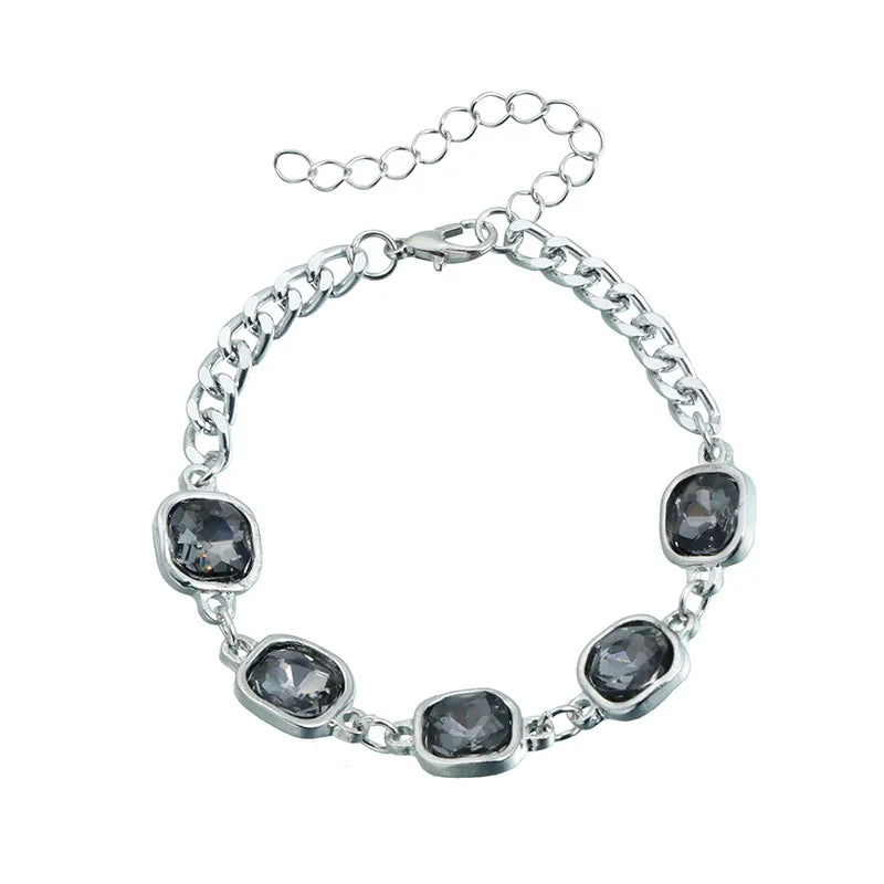Women's Gray Glass Jewelry Long Tassel Layered Bracelet Drop Earrings Fashion Accessories Trendy Daily Party Wear Gift