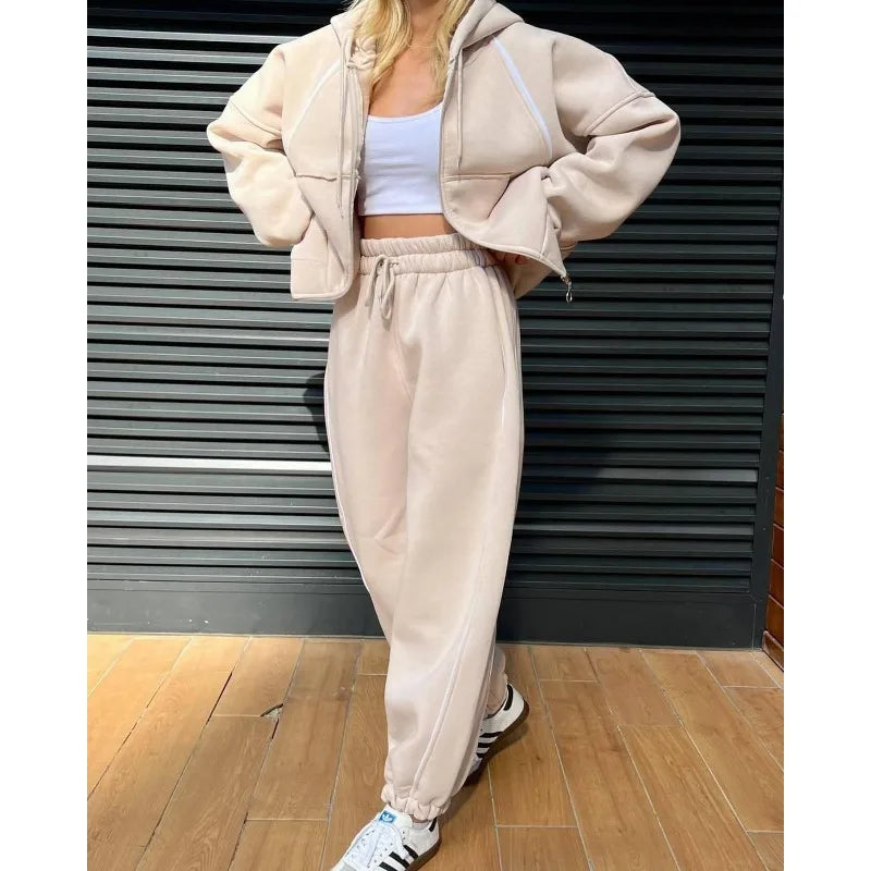 Women's Sweatsuits 2 Piece Outfits Lounge Sets Long Sleeve Zip Sweatshirt and Baggy Sweatpants with Pockets Casual Tracksuit