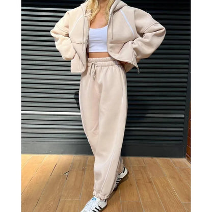 Women's Sweatsuits 2 Piece Outfits Lounge Sets Long Sleeve Zip Sweatshirt and Baggy Sweatpants with Pockets Casual Tracksuit