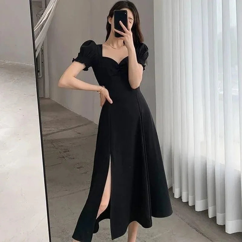 Woman Dress Midi Dresses for Women 2025 Evening... → "Y2K Puff Sleeve Midi Dress