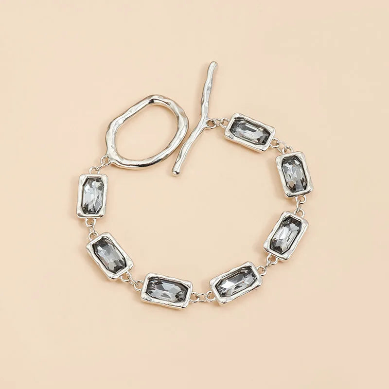 Women's Gray Glass Jewelry Long Tassel Layered Bracelet Drop Earrings Fashion Accessories Trendy Daily Party Wear Gift
