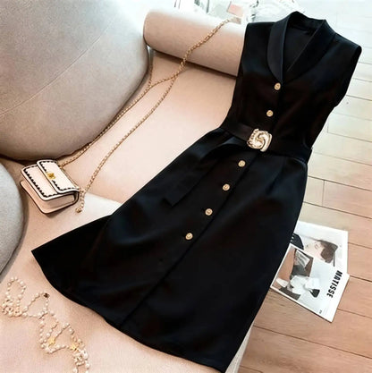Midi Dress Spring Summer Women Black Sleeveless Blazer... → "Belted Blazer Bodycon Dress"